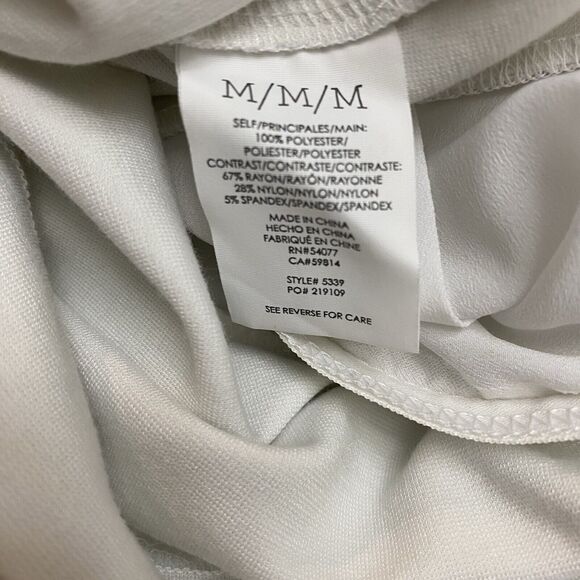 CABI White Indulge Peplum Waist Medium Overlay Blouse Top 3/4 Sleeve Office Work - Picture 9 of 10